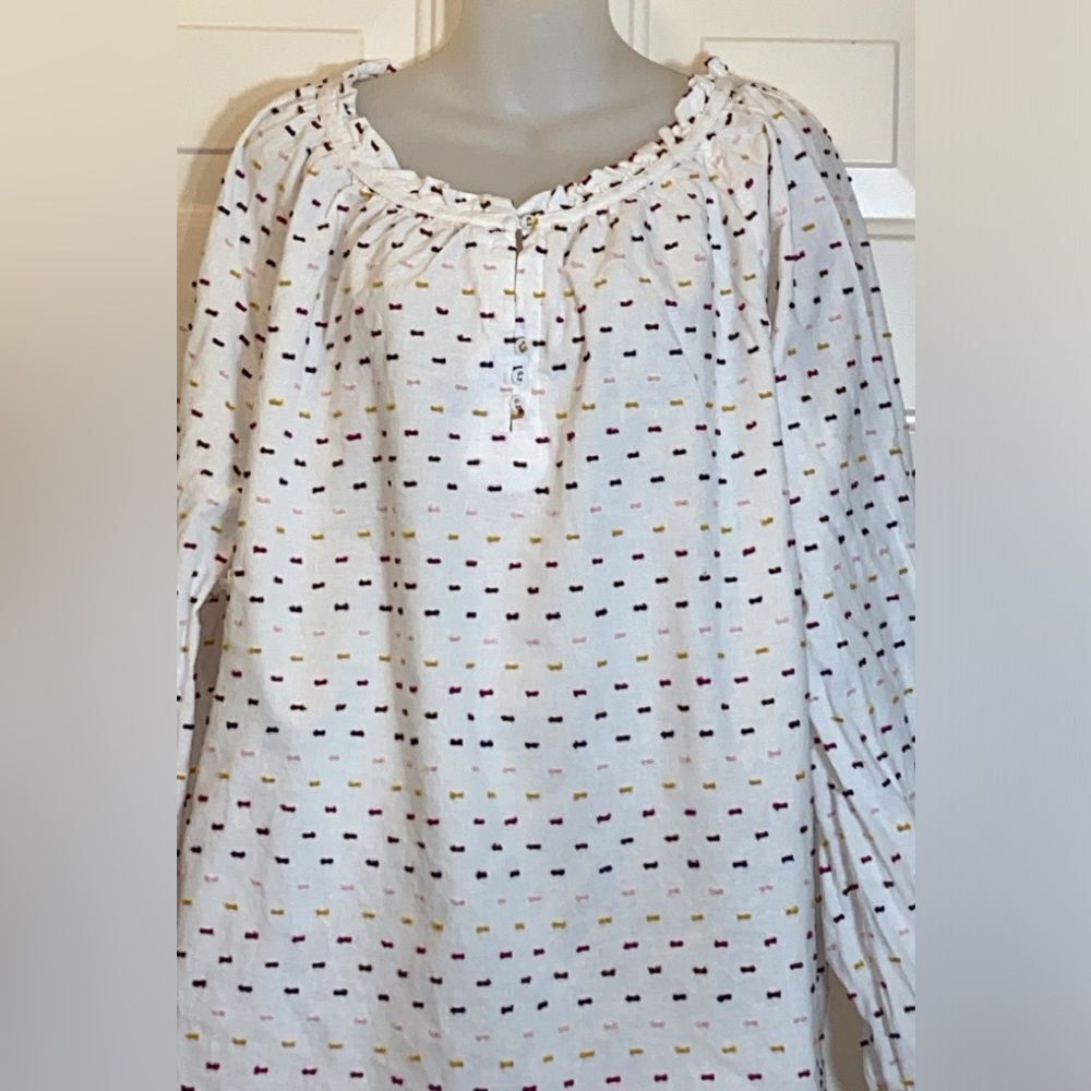 St. John's Bay 💯 Cotton White Top with Red Accents Plus Size 3X